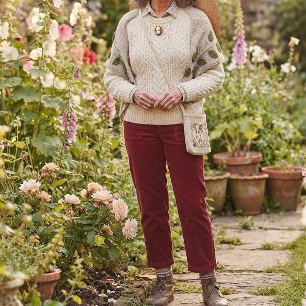 VTG Croft & Barrow sz L Petite Cranberry Red Corduroy Stretch Pull On Pants